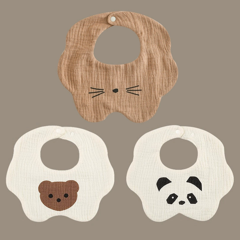 Saliva Towel Baby Spring and Summer Bib Newborn Baby Pure Cotton Gauze Fall and Winter Petals Bib Waterproof Milk Spilt
