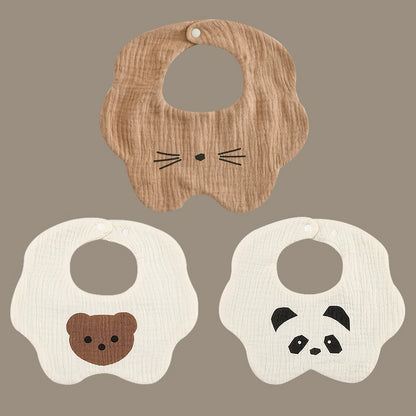 3-Pack Petal Baby Bibs – Cotton Gauze Feeding & Drool Set