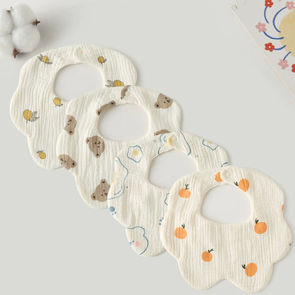 3-Pack Petal Baby Bibs – Cotton Gauze Feeding & Drool Set