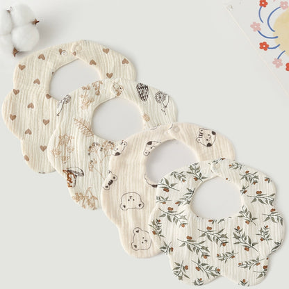 3-Pack Petal Baby Bibs – Cotton Gauze Feeding & Drool Set