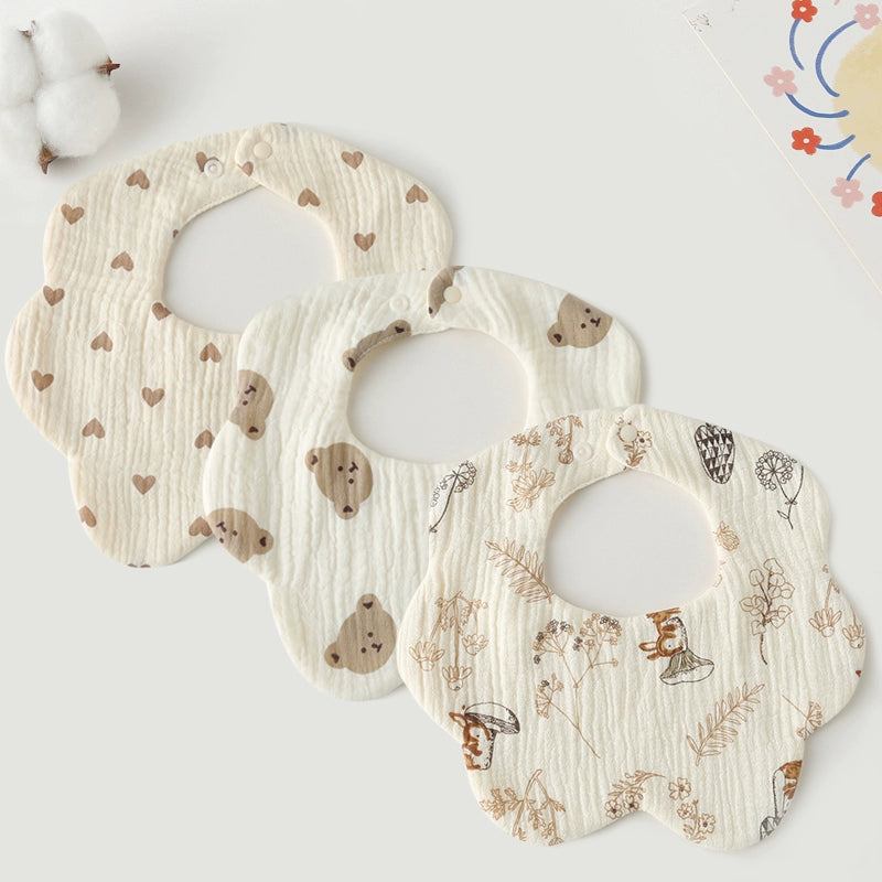 Saliva Towel Baby Spring and Summer Bib Newborn Baby Pure Cotton Gauze Fall and Winter Petals Bib Waterproof Milk Spilt
