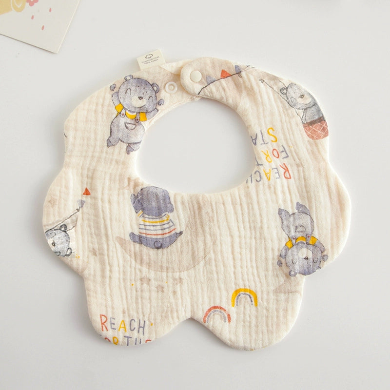 Saliva Towel Baby Spring and Summer Bib Newborn Baby Pure Cotton Gauze Fall and Winter Petals Bib Waterproof Milk Spilt