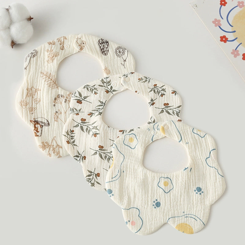 Saliva Towel Baby Spring and Summer Bib Newborn Baby Pure Cotton Gauze Fall and Winter Petals Bib Waterproof Milk Spilt