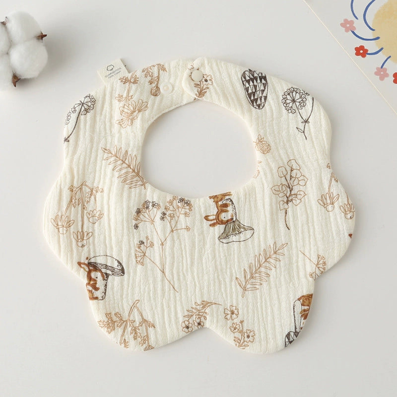 Saliva Towel Baby Spring and Summer Bib Newborn Baby Pure Cotton Gauze Fall and Winter Petals Bib Waterproof Milk Spilt