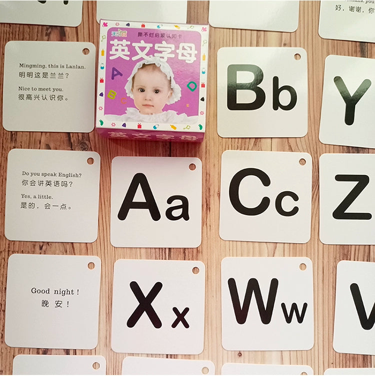 English Letter Word Cards - 26 Alphabet Learning Cards for Early Education