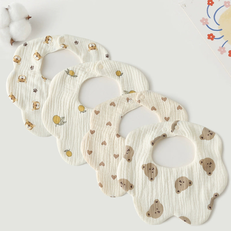 Saliva Towel Baby Spring and Summer Bib Newborn Baby Pure Cotton Gauze Fall and Winter Petals Bib Waterproof Milk Spilt