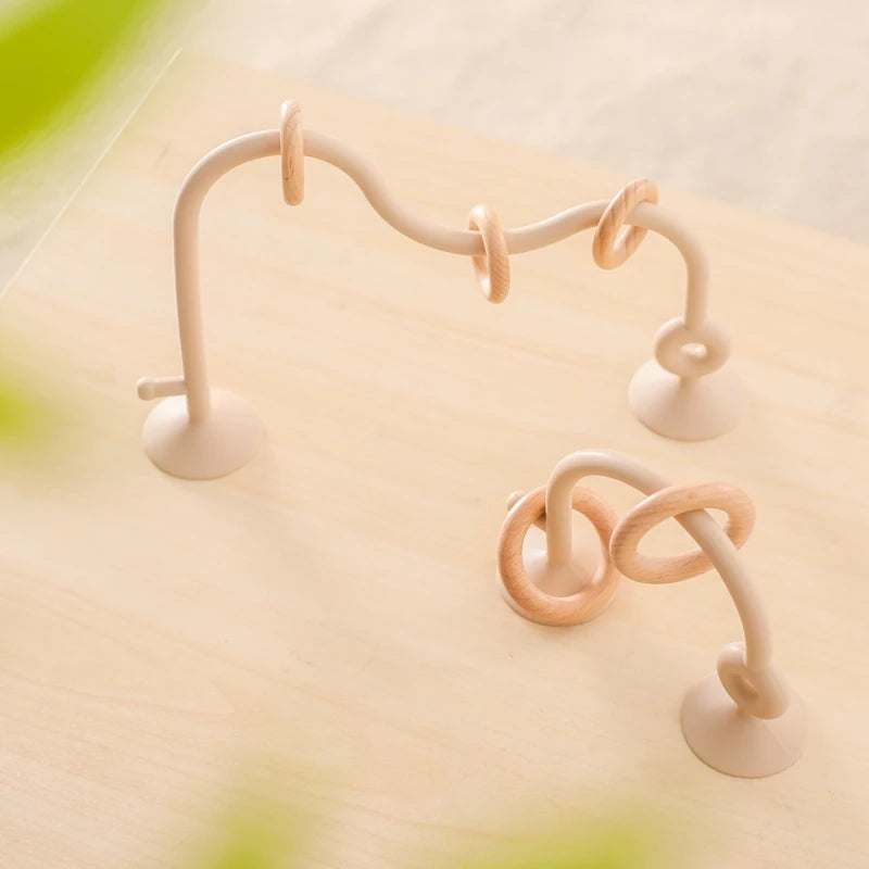 Montessori Silicone Teething Track Maze - Educational Wooden Roller Coaster Bead Toy