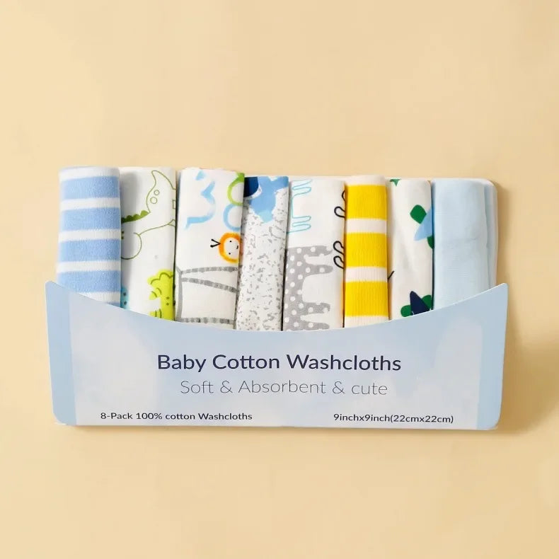 8-Piece Cotton Baby Towel Set – Soft Washcloths & Handkerchiefs for Newborns (0-24 Months)