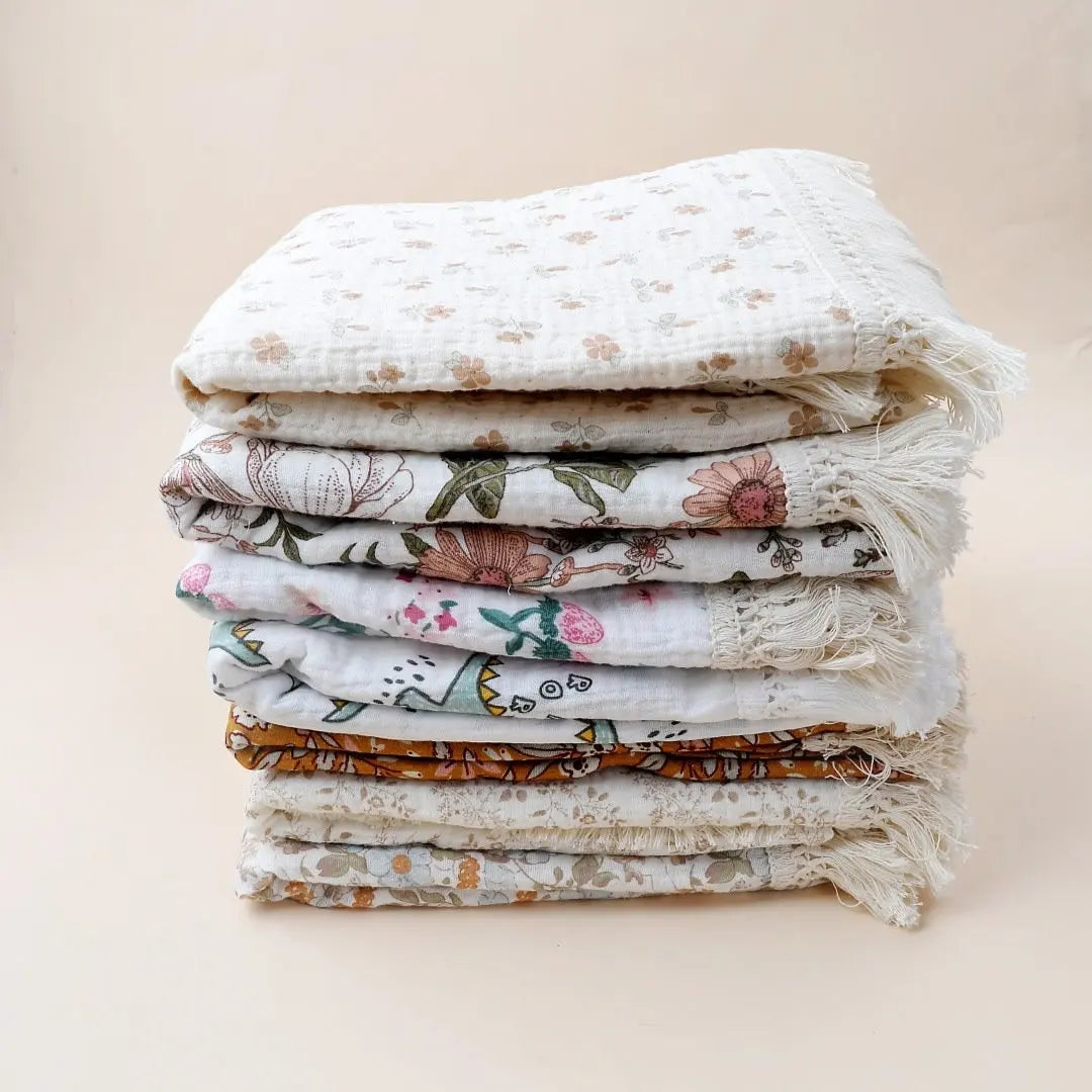 2 Layer Cotton Muslin Baby Blanket Floral Sunflower Newborn Swaddle Wrap Cloth Boy Girl Receiveing Blanket Baby Stroller Blanket