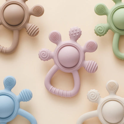 Silicone Baby Teether Rattle – Sensory Toy 0–12 Months