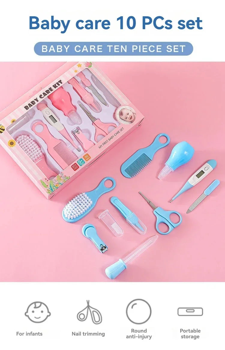 10-Piece Baby Care Kit - Complete Health & Grooming Set with Thermometer & Nail Trimmer