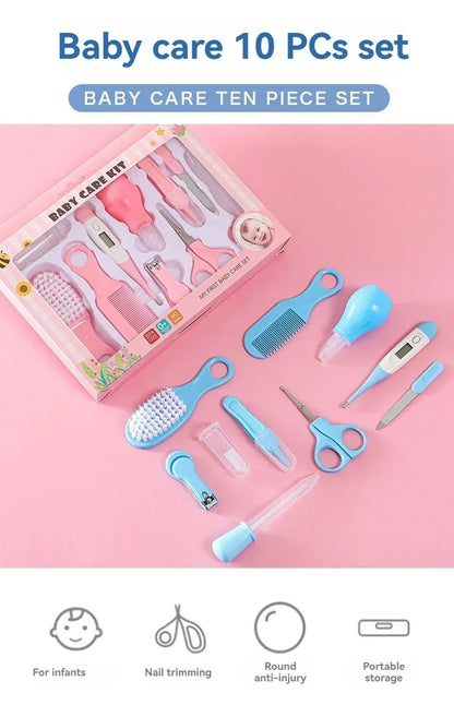 10-Piece Baby Care Kit - Complete Health & Grooming Set with Thermometer & Nail Trimmer