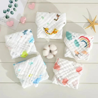 6-Layer Muslin Baby Towel – Soft Face & Burp Cloth