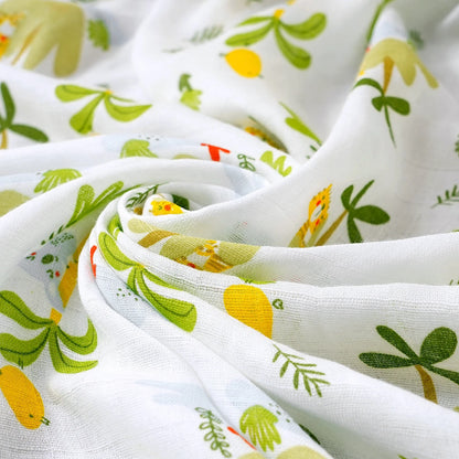 Bamboo Cotton Baby Muslin Swaddle Blanket - 120x110cm Soft Print Newborn Wrap