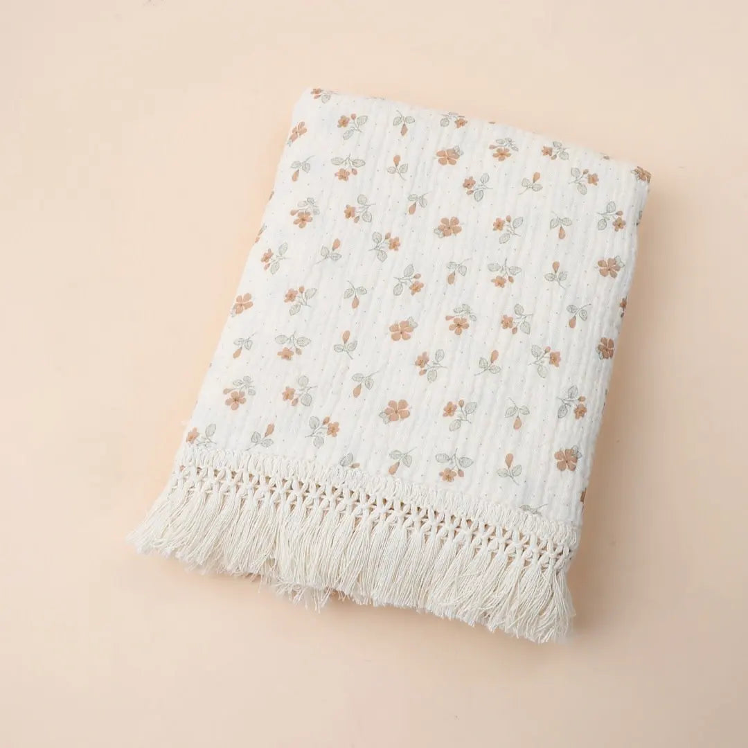 2 Layer Cotton Muslin Baby Blanket Floral Sunflower Newborn Swaddle Wrap Cloth Boy Girl Receiveing Blanket Baby Stroller Blanket