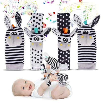 4-Piece Baby Wrist Rattle & Foot Finder Set