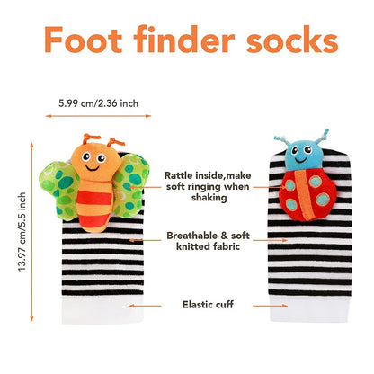 4-Piece Baby Wrist Rattle & Foot Finder Set