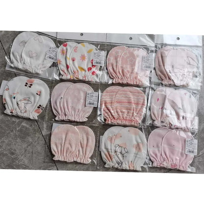 5-Pair Newborn Cotton Mittens – Soft 0–3 Month Gloves