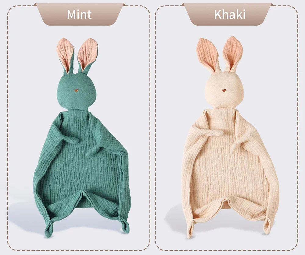 Baby Soothing Towel | 100% Muslin Cotton Comfort Blanket with Cute Bunny Design