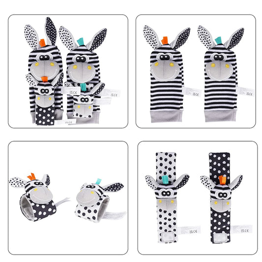 4-Piece Baby Wrist Rattle & Foot Finder Set