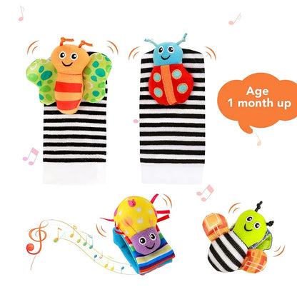 4-Piece Baby Wrist Rattle & Foot Finder Set