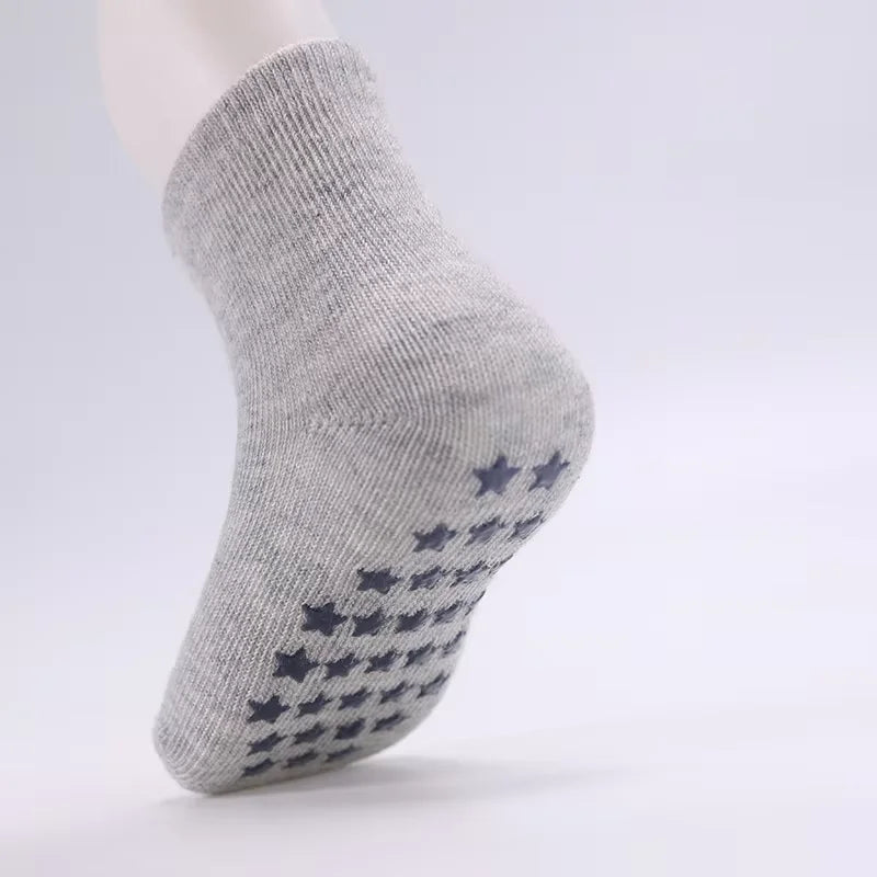 12 Pairs/lot 0 to 4 Yrs Cotton Children's Anti-slip Non Skid Socks For Boys Girl Floor Kid Sock With Rubber Grips Four Season