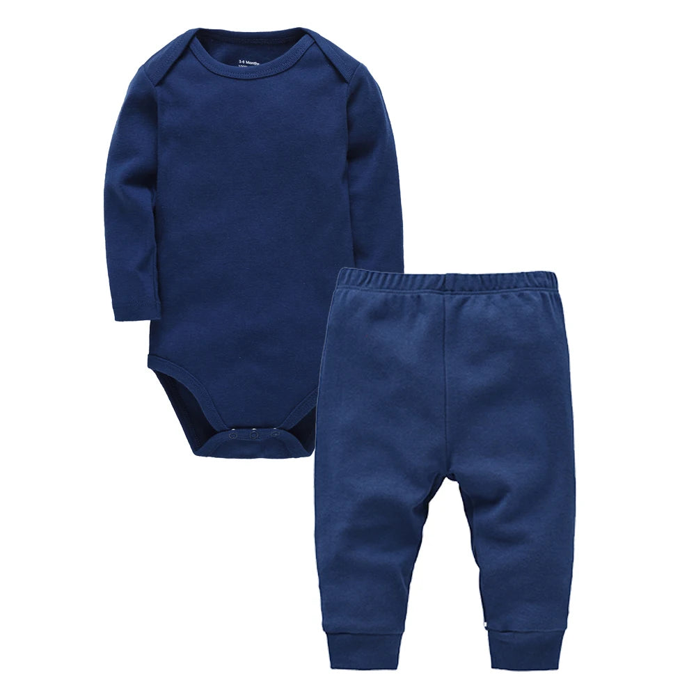 2 Pcs/set Baby Clothing Set 100% Cotton Plain Baby Romper+Pant Newborn Bodysuit Trousers Blank Legging Kids Clothes For 0-12 M