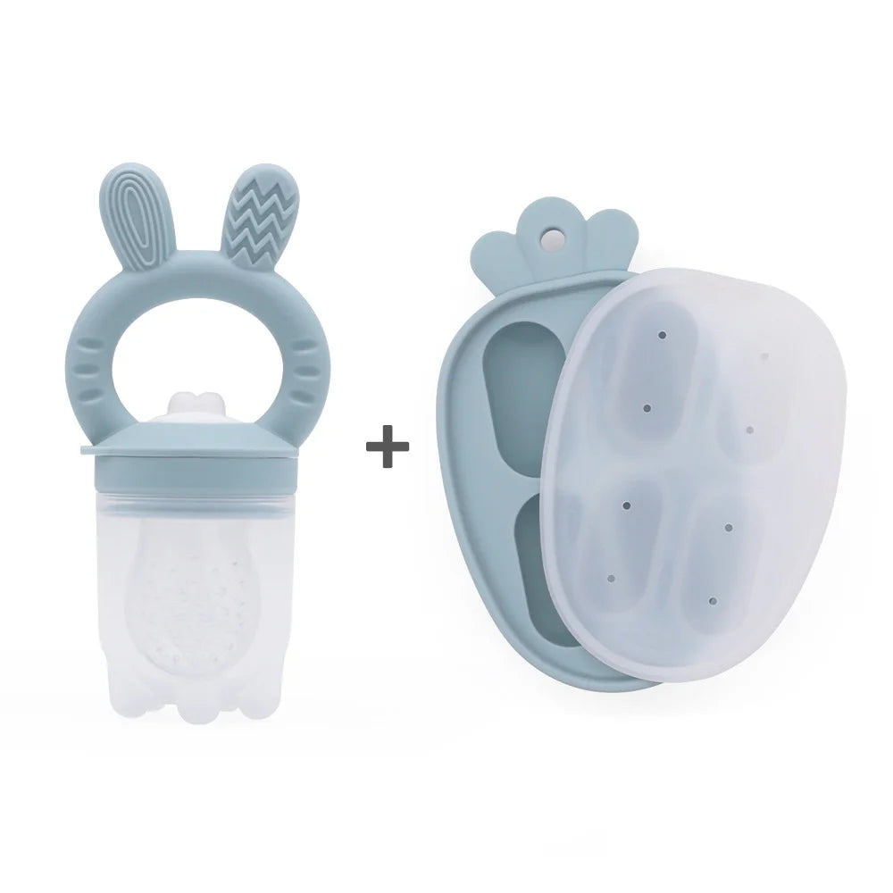 Silicone Fruit & Vegetable Teether Toys – Fun Ice Cream Mold Design for Baby Feeding (6+ Months)