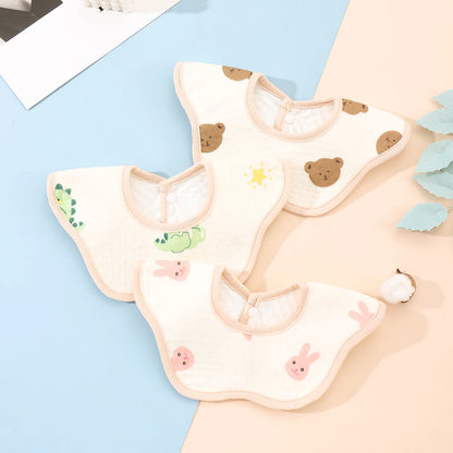 3-Pack Cotton Gauze Baby Bibs – Absorbent Feeding Set
