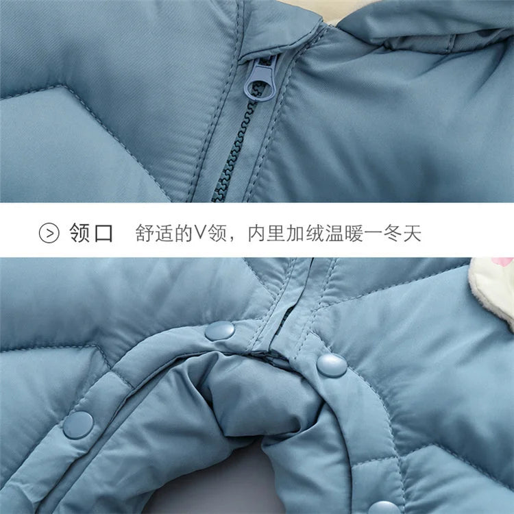 2025 New born Baby Girl clothes Winter Snowsuit Plus Velvet Thick Baby Boys Jumpsuit 0-3 Years Romper boy Overalls Toddler Coat