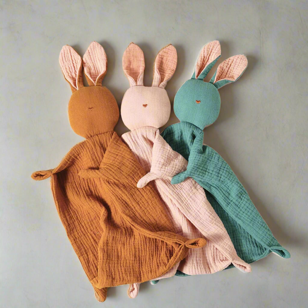 Baby Soothing Towel | 100% Muslin Cotton Comfort Blanket with Cute Bunny Design
