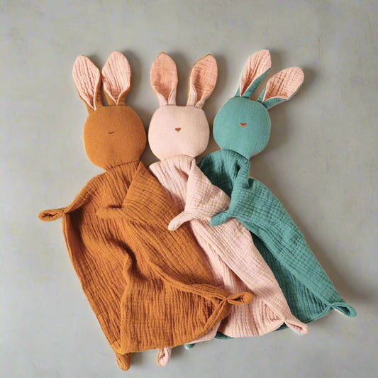 Baby Soothing Towel | 100% Muslin Cotton Comfort Blanket with Cute Bunny Design