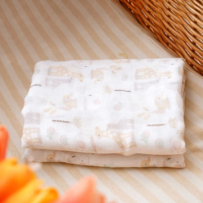 Bamboo Cotton Baby Muslin Swaddle Blanket - 120x110cm Soft Print Newborn Wrap