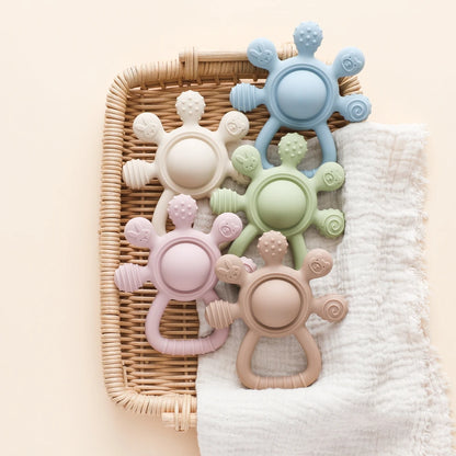 Silicone Baby Teether Rattle – Sensory Toy 0–12 Months