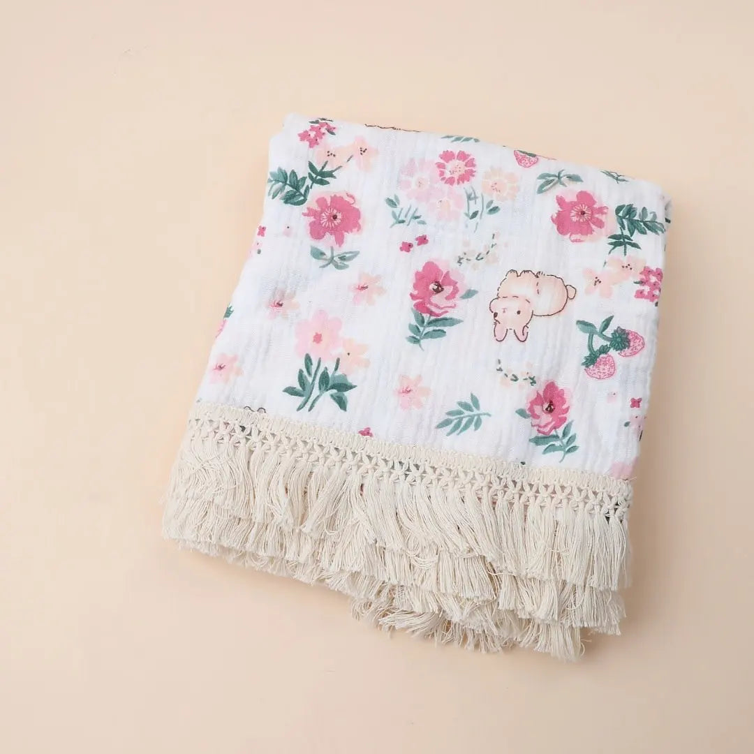 2 Layer Cotton Muslin Baby Blanket Floral Sunflower Newborn Swaddle Wrap Cloth Boy Girl Receiveing Blanket Baby Stroller Blanket
