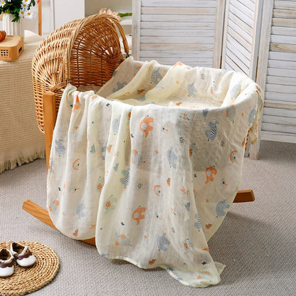 Bamboo Cotton Baby Muslin Swaddle Blanket - 120x110cm Soft Print Newborn Wrap