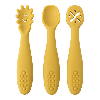 3-Piece Baby Learning Spoon Set – Weaning Utensils