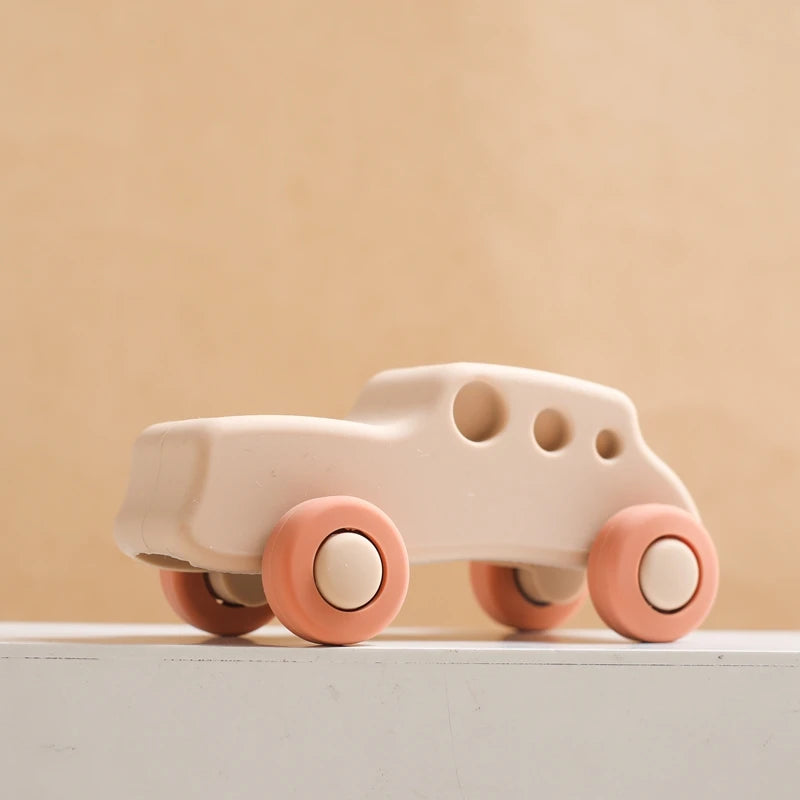 Montessori Silicone Car Toys - Educational Teether Blocks for Babies 0-12 Months