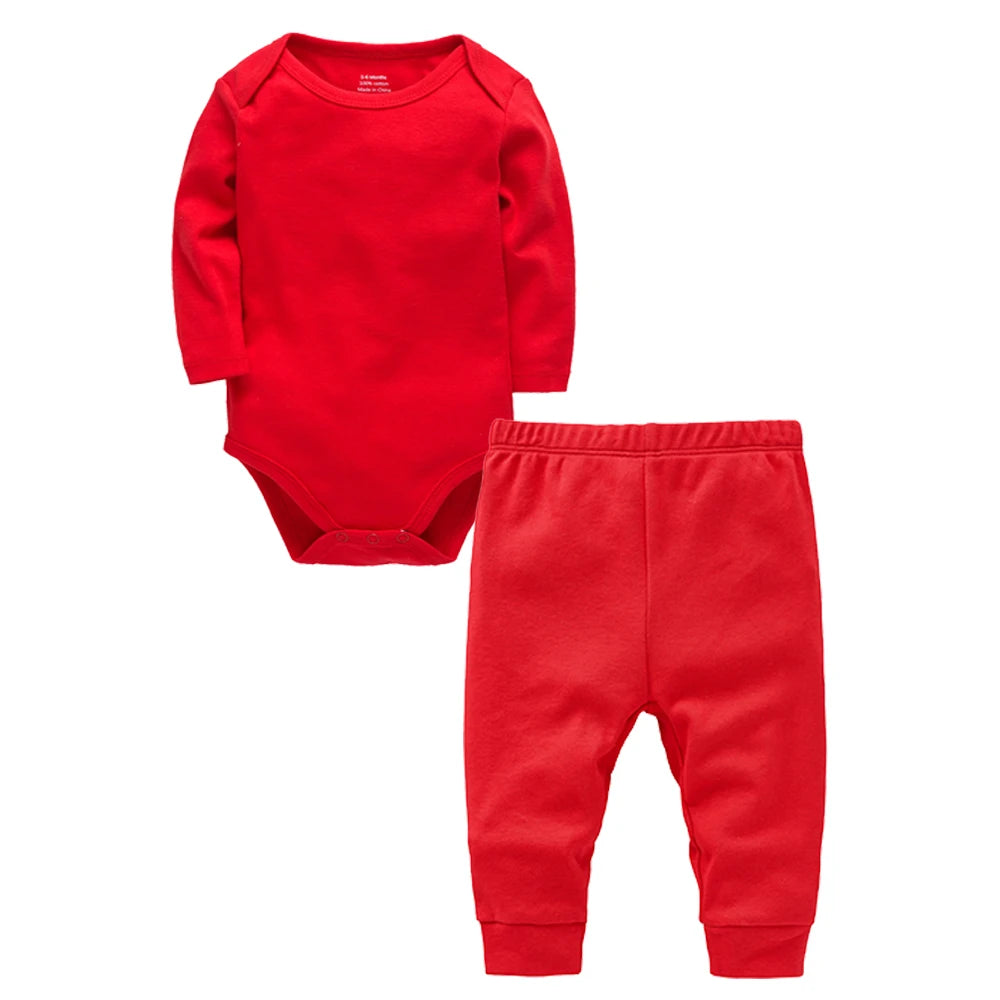 2 Pcs/set Baby Clothing Set 100% Cotton Plain Baby Romper+Pant Newborn Bodysuit Trousers Blank Legging Kids Clothes For 0-12 M