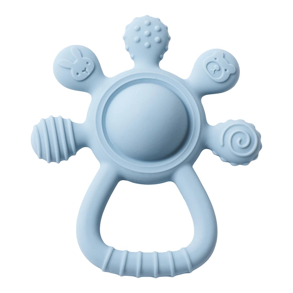 BPA Free Silicone Teether Rattle - Food Grade Baby Sensory Toy for 0-12 Months
