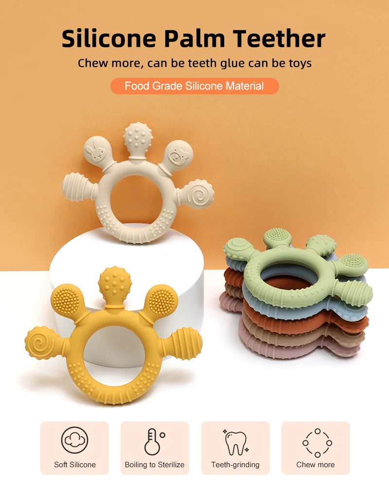 Multicolor Silicone Baby Ring Teether - Anxiety Relief Sensory Toy for 0-12 Months