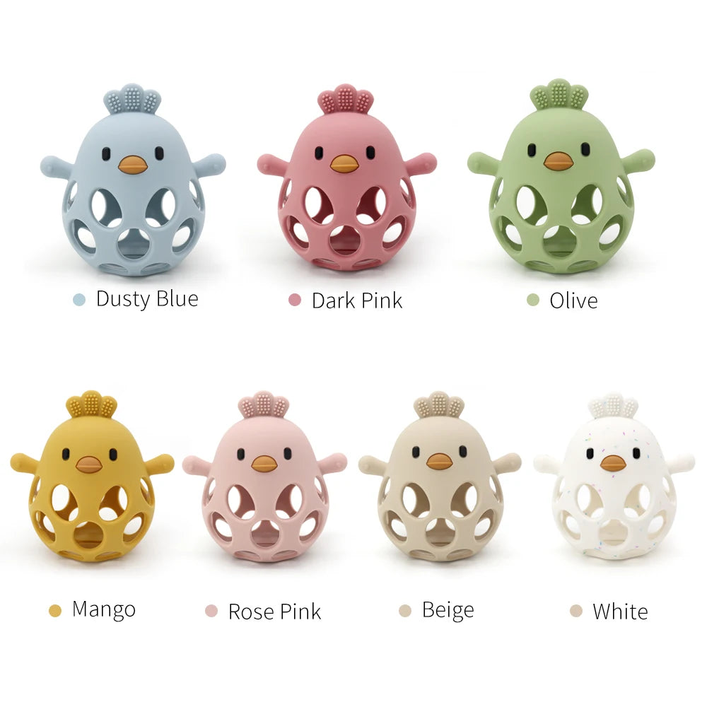 Silicone Baby Teething Gloves – Cartoon Chick Design Anti-Bite Hand Protection for Gum Relief (3+ Months)