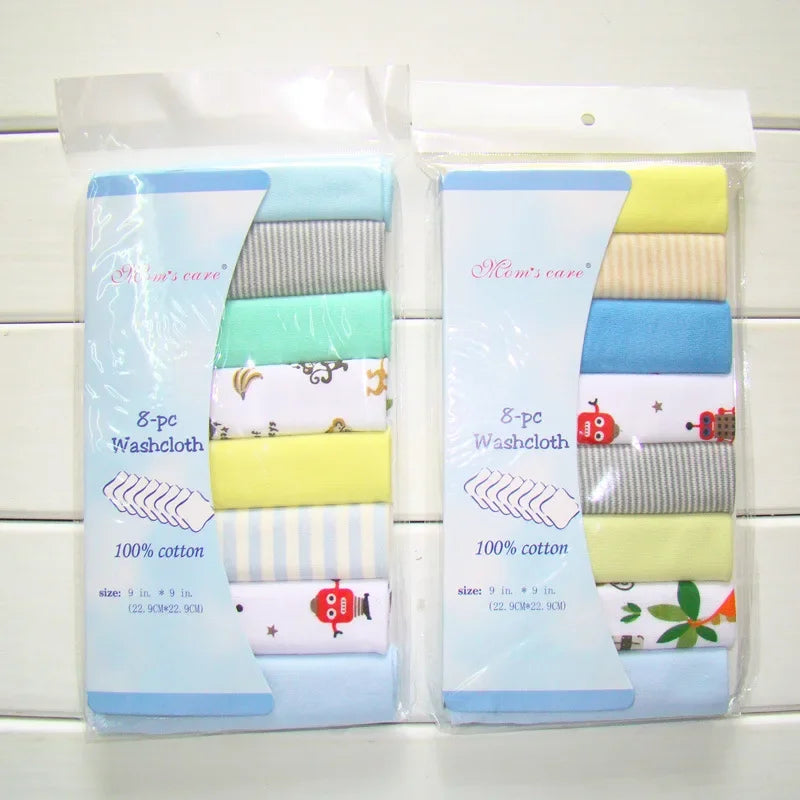 8-Piece Cotton Baby Towel Set – Soft Washcloths & Handkerchiefs for Newborns (0-24 Months)