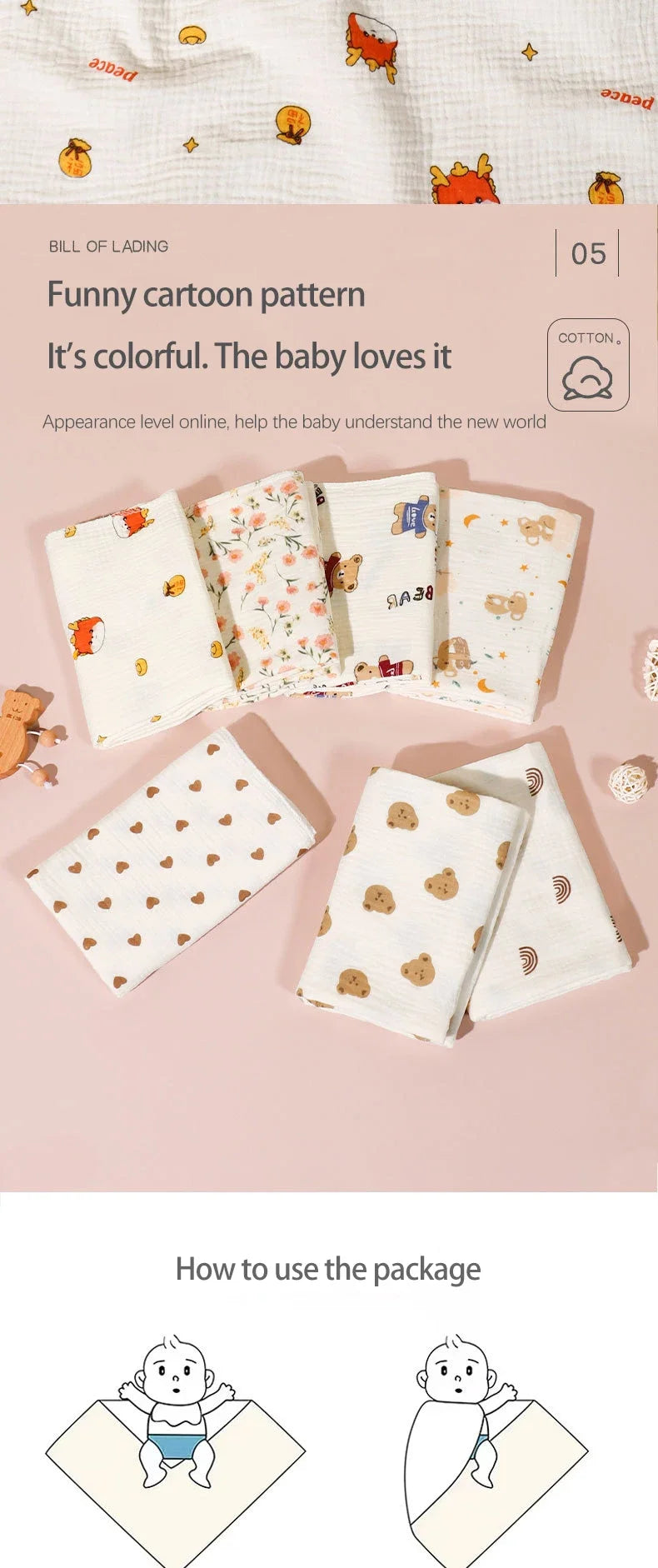 2Pc Cotton Muslin Blankets Baby Receiving Blanket for Newborn Muslin Swaddle Wrap Bedding Infant Bath Towel Baby Items