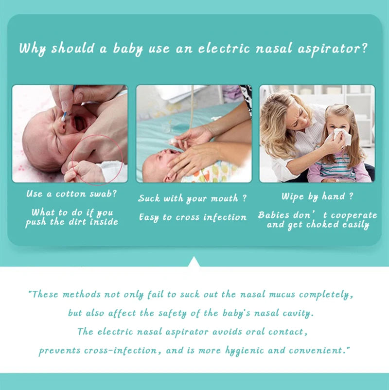 Electric Baby Nasal Aspirator - Safe Hygienic Nose Cleaner for Newborns & Infants