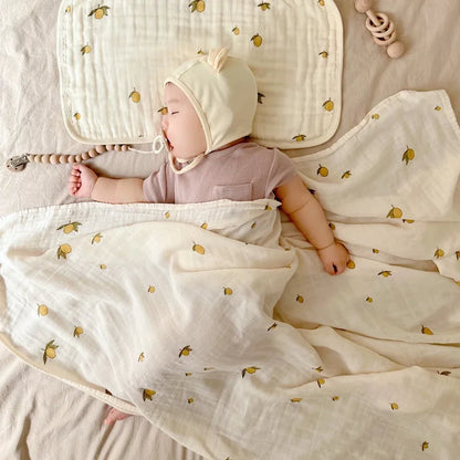 Cotton Bamboo Muslin Swaddle – 120 × 120 cm Baby Blanket