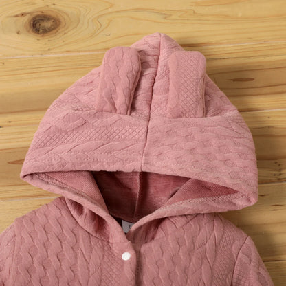 Cute Ears Hooded Baby Romper - Long Sleeve Bodysuit for Newborns 0-18 Months
