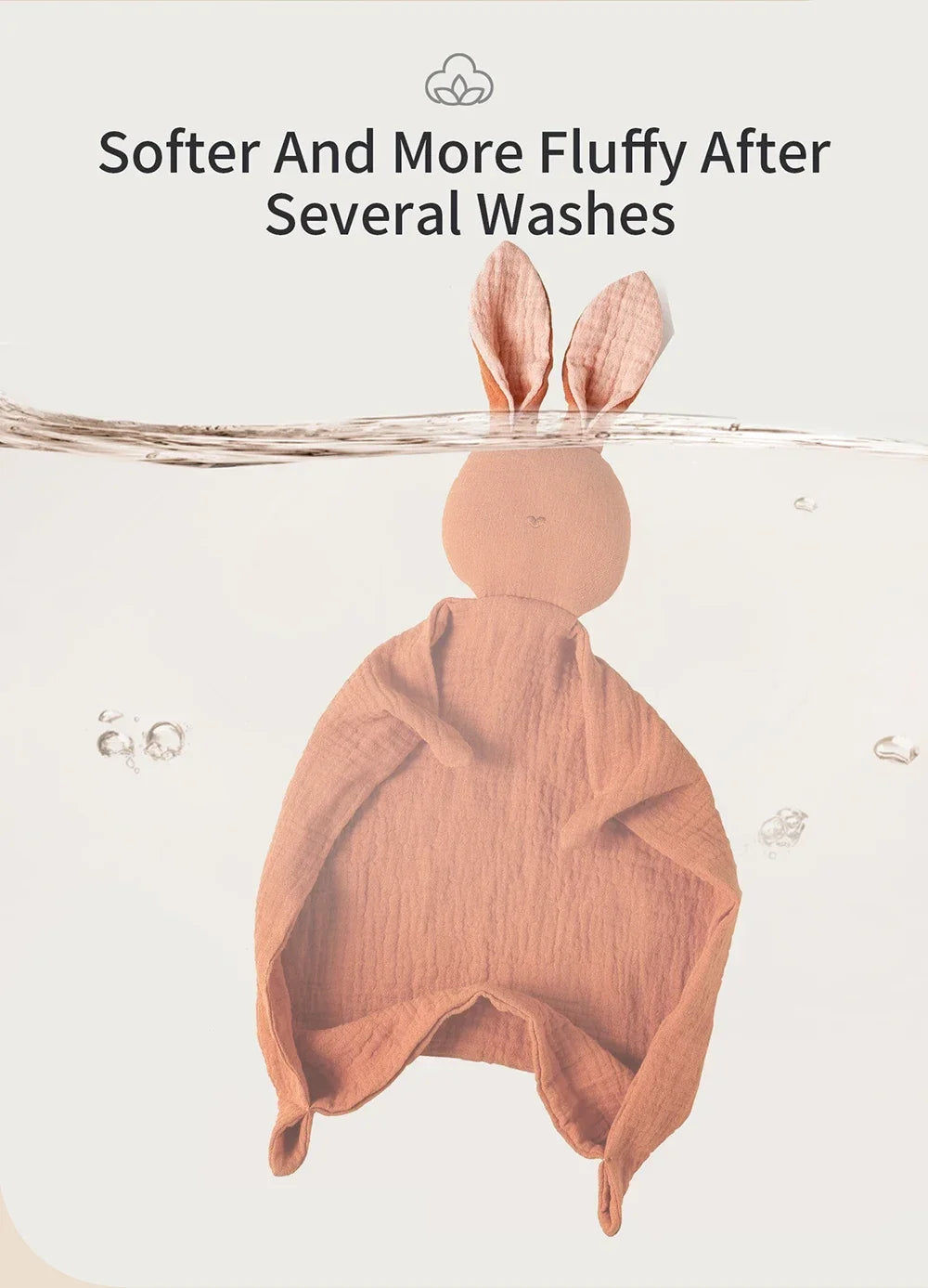 Baby Soothing Towel | 100% Muslin Cotton Comfort Blanket with Cute Bunny Design