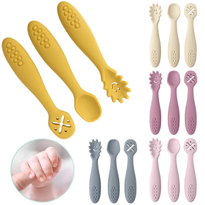 3-Piece Baby Learning Spoon Set – Weaning Utensils