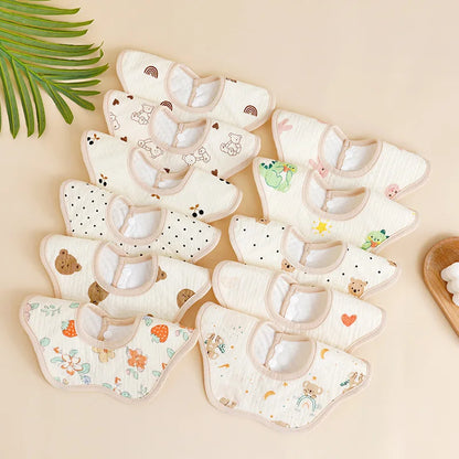 3-Pack Cotton Gauze Baby Bibs – Absorbent Feeding Set